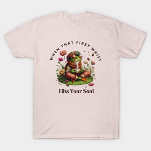 When that first whiff of coffee hits your soul, boho frog design T-Shirt